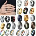 thumbnail image 2 of GKNET Mens Women Rings Stainless Steel Silicone Rainbow Band Gear Couple Ring Jewelry-Rainbow ring 6-9, 2 of 9