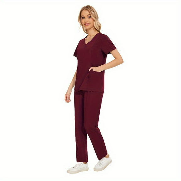 2-Piece Set Cool & Confident: Women’s Quick-Dry Scrub Suits for Busy Dental Clinics!
