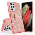 thumbnail image 2 of Galaxy Wireless Glitter Case for Samsung Galaxy S21 Ultra Case, Ring Kickstand Bling Cover for Girls Women Diamond Sparkly for Galaxy S21 Ultra Cases - Rose Gold, 2 of 3