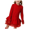 thumbnail image 1 of Splozh Robe Tutu pour Bébé Fille Printemps et Automne Filles Manches Longues Robe en Maille Motif Fête d'Anniversaire Festival Rouge, 5-6 Ans, 1 of 6