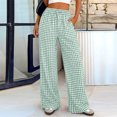 thumbnail image 2 of Lumtrix Womens Gingham Pants 2026 Cotton Linen Drawstring Wide Leg Lounge Pants Cute Casual Trousers with Pockets Green XL, 2 of 7