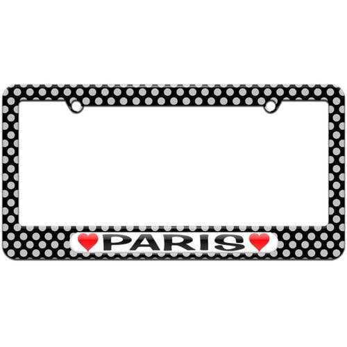 Paris Love with Hearts License Plate Tag Frame, Multiple Colors