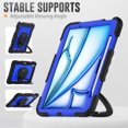 thumbnail image 5 of Case for iPad Air 11 inch M3 2025/M2 2024 (7th/6th Gen), 360 Rotating Stand Handle Pencil Holder Shoulder Strap Heavy Duty Shockproof Cover, Dark Blue PC, 5 of 7