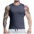 thumbnail image 2 of ZHOGXU Mens Tank Top Sleeveless Round Neck Solid Color Tight Base Fitness Training Running Quick Drying Basketball Vest For Daily Wear,Grey,Xxxl, 2 of 7