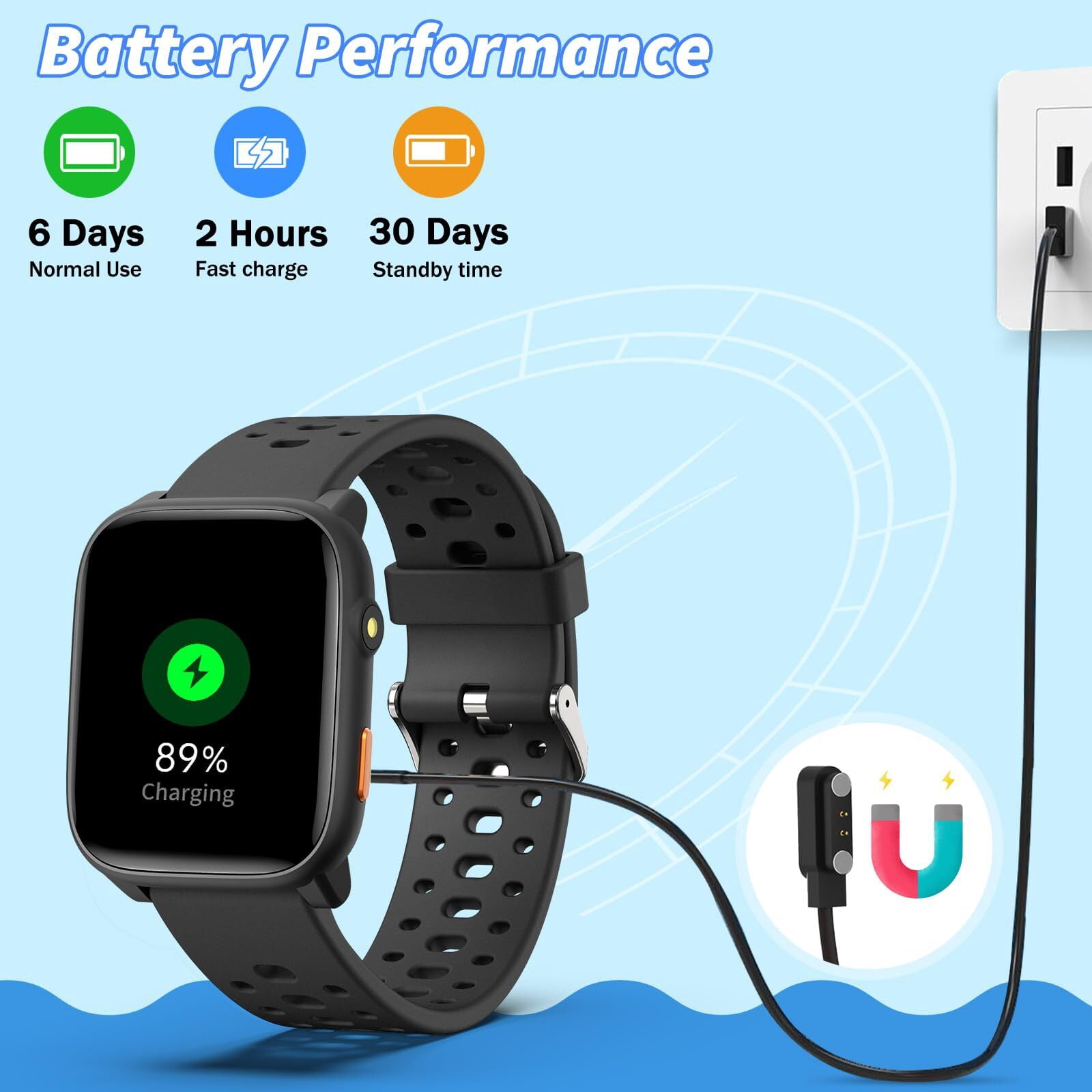 Kids Smart Watch 1.85" Upgrade - Fitness Tracker with Heart Rate Sleep Monitor Pedometer, 100+ Sports Modes, 12 Puzzle Games, Activity Tracker for Boys Girls Teens Aged 6-15 Outdoor Fun (Black)