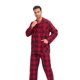 thumbnail image 5 of Apparonia Conjunto de Pijamas para Hombre Pijamas de Algodón con Cuello con Muescas para Hombre Ropa de Dormir de Manga Larga para Hombre con Bolsillos y Parte Delantera Fly Navidad Cuadros Rojos XL, 5 of 7