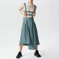 thumbnail image 4 of INCERUN Mens Metal Buckle Pleated Design Overall Skirts Casual Irregular Hem Solid Straps Half Skirt, 4 of 8