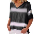 thumbnail image 2 of CEHVOM T-Shirt Dégradé pour Femmes, Col en V, Manches Courtes, Décontracté, 2 of 6