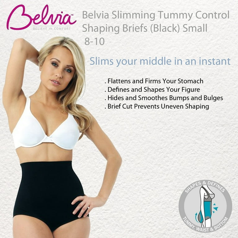 Belvia Shapewear Womens Briefs Ladies Seamless High Waist Tummy Control  Slimming Shapewear Pants- Black Small 8-10 
