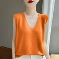 thumbnail image 2 of Youyipin Womens Tank Tops Women's V Neck Sleeveless Pullover Knitwear Tops Casual Trendy Solid Color Crop Knitted Sweaters Vests Tank Top For Women, 2 of 4
