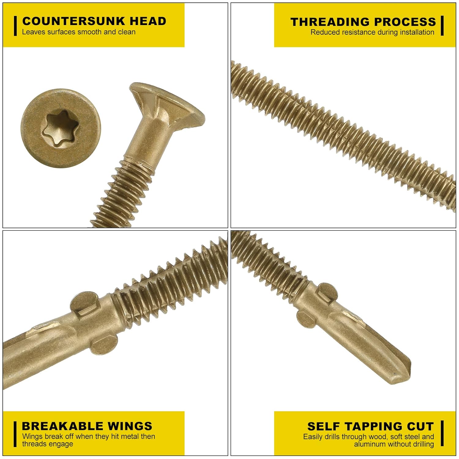 100-Pack ABCO Fasteners 5/16-18 X 3" Trailer Floor Screws – T40 Torx Drive, Zinc Plated, Flat Head