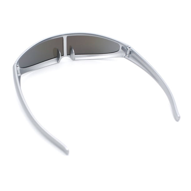 Mirror Lens Monolens Cyclops Robotic Futuristic Sunglasses Silver