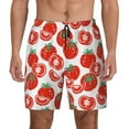 thumbnail image 2 of Picia Hand Drawn Tomatoes pattern Mens Swim Trunks with Compression Liner Stretch Beach Shorts Quick Dry with Zipper Pockets No-Chafing Board Shorts-3X-Large, 2 of 9