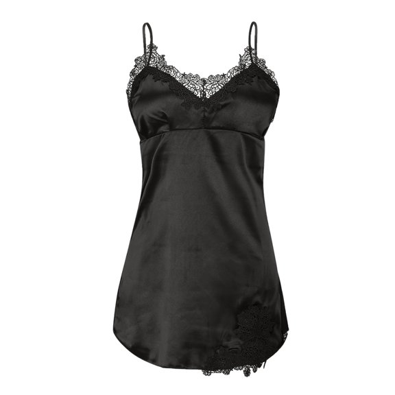 Lindreshi Lingerie for Women Women Satin Lace Pajamas With Thong Lingerie Chest Pad Nightdress Set S-3XL