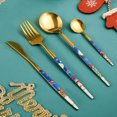 thumbnail image 1 of 4pcs/set Christmas Matte Gold Silverware  Stainless Steel Cutlery Flatware Set  Kitchen Utensil Sets  Tableware With Knife Spoons And Forks Set  Satin Finished Polished  Dishwasher Safe, 1 of 9