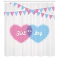 thumbnail image 3 of Ambesonne Gender Reveal Shower Curtain, Girl Boy Hearts Flags, 69"Wx84"L, Pale Pink and Blue, 3 of 3