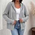 thumbnail image 7 of Edvintorg Coats for Women Long Sleeve Loose Casual Jacket Drawstring Zip up Hooded Outerwear Womans Clothes S-2XL Gray, 7 of 7