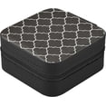 thumbnail image 3 of PU Leather Jewelry Box, Vintage Black Background Moroccan Pattern Travel Jewelry Case Portable Jewelry Organizer Storage Holder Boxes for Women Girls for Necklace Bracelet Earrings Rings, 3 of 7