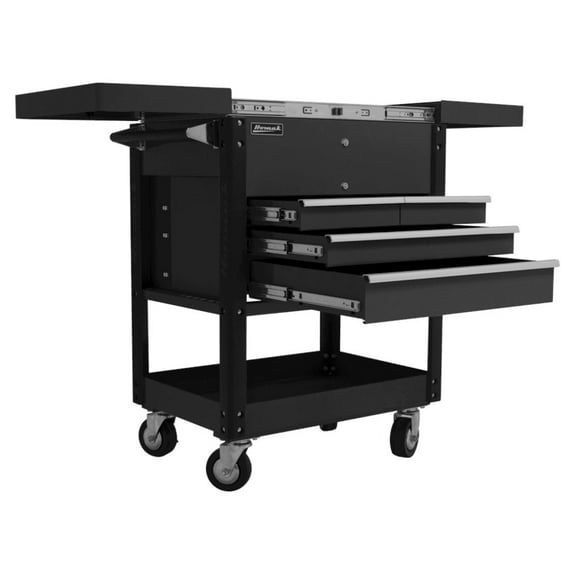 Homak 35" 4 Drawer Slide Top Cart - Black
