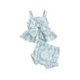 thumbnail image 2 of Aojekbee Baby Girls Summer Shorts Sets Sleeveless Daisy Print Bow Cami Tops PP Shorts Sets, 2 of 9