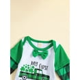 thumbnail image 5 of Suealasg Baby Boys Gentleman Suits Newborn Irish Day 3Pcs Outfits 6M 9M 12M 18M 24M Long Sleeve Truck Print Rompers and Long Pants Hat Set Spring Clothing for Infant Boys, 5 of 9
