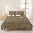 thumbnail image 3 of Twin Quilt Set 68''x86'', Vintage Brown Lightweight Bedspread Coverlet Set with 2 Pillow Shams, Farmhouse Retro Dark Solid Color Linen Texture Breathable All Season Quilt Bedding for Dorm/Bedroom, 3 of 9