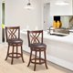 thumbnail image 2 of Taburetes de bar COSTWAY giratorios 360° con marco de madera de caucho (2), color marrón, 2 of 8