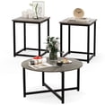 thumbnail image 3 of 3-Piece Coffee Table Set with Metal Legs, Round Coffee Table and 2PCS Square End Tables for Living Room, Gray, 3 of 8