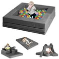 thumbnail image 2 of Magic Union 12Pcs Modular Kids and Toddler Versatile Play Couch,Child Convertible Folding Sponge Cushion Building Fort Sofa for Playroom Bedroom,Gifts for Kids,Grey, 2 of 8