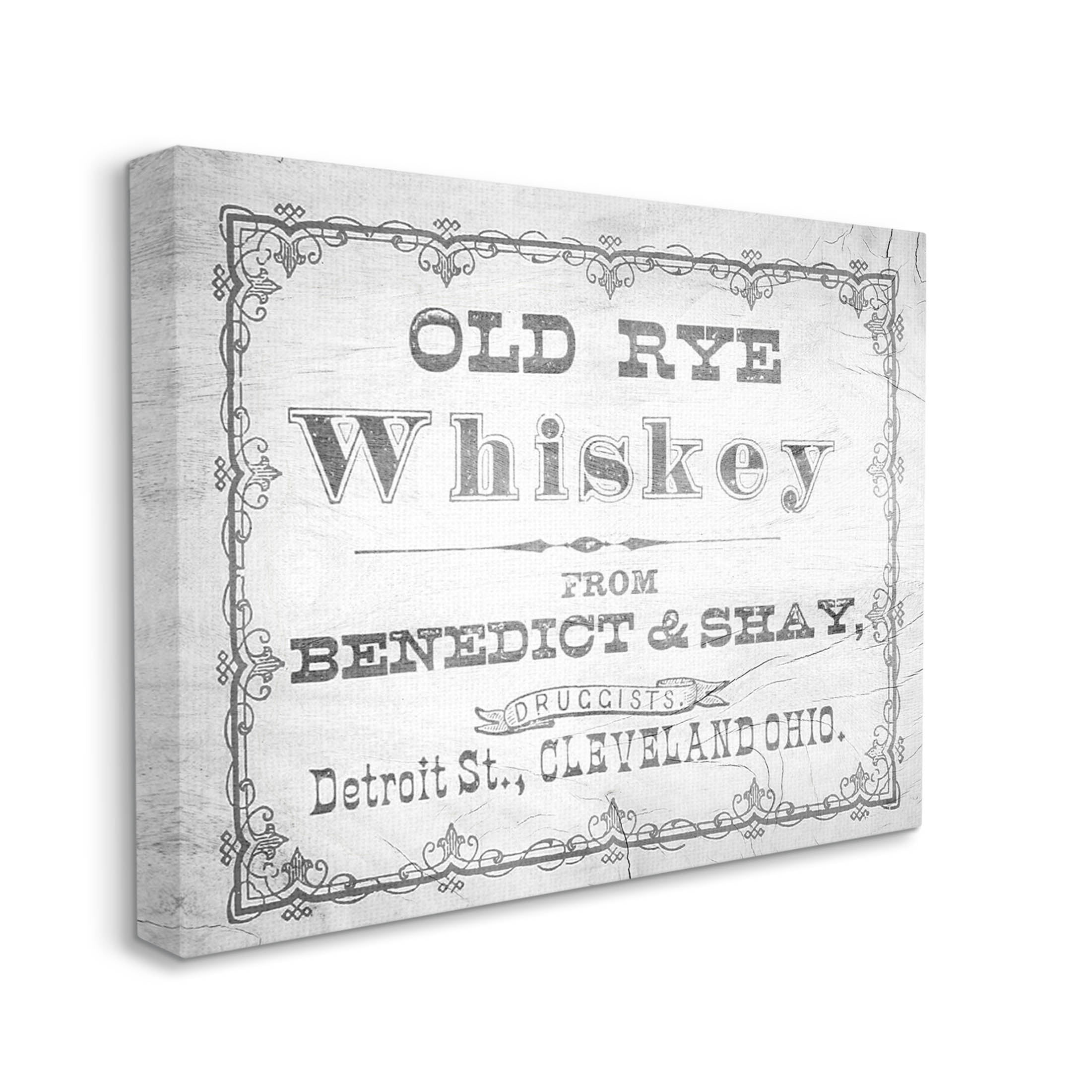 Stupell Industries Vintage Old Rye Whiskey Graphic Art Gallery Wrapped Canvas Print Wall Art, Design by Lil' Rue