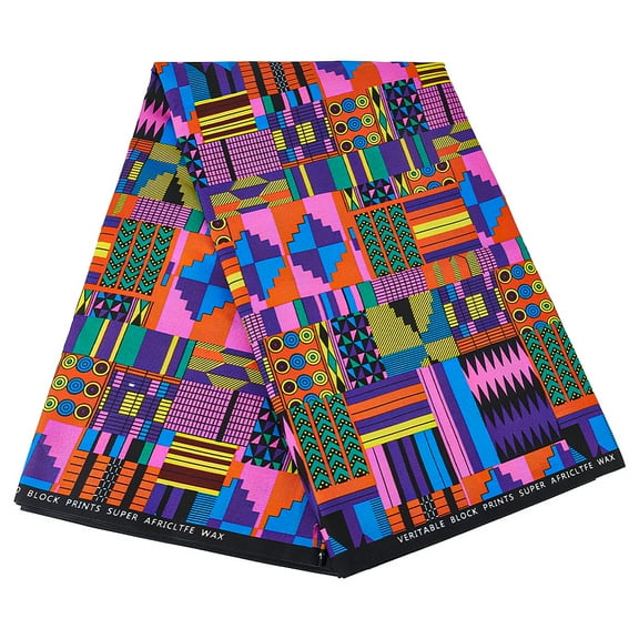 6 Yards Cloth African Fabric by The Yard 45inch Wide Colorful Kente Wax Printed Polyester Fabric Ethnic Style Patchwork Fabric for Party Dress DIY Crafts Garment Accessories DIY