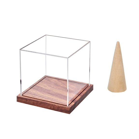 Sports Rings Storage Display Case Acrylic Wood Base Box Championship Rings