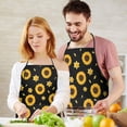 thumbnail image 5 of Black Sunflower Daffodil Pattern Apron-Garden Aprons for Women with Pockets-Cotton Linen Waterproof Kitchen Cooking Gardening Aprons Adjustable for Kitchen,Cooking,BBQ and Salon 33x27 Inch, 5 of 7