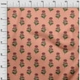 thumbnail image 2 of oneOone Cotton Poplin Peach Fabric Floral Block Sewing Fabric By The Yard Printed Diy Cloth Sewing Supplies 56 Inches Wide, 2 of 4