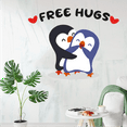 thumbnail image 2 of Free Hugs Quotation with Two Penguins Hugging Each Other Vinyl Wall Decal - Cute Cartoon Art Design of Polar Animal with Wonderful Saying Wall Decoration - 20" x 16", 2 of 5