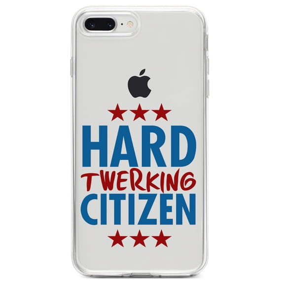 DistinctInk Clear Shockproof Hybrid Case for iPhone 7 PLUS / 8 PLUS (5.5" Screen) TPU Bumper Acrylic Back Tempered Glass Screen Protector - Hard Twerking Citizen