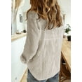 thumbnail image 2 of Chase Secret Blouses for Women V Neck Roll Up Long Sleeve Button Down Tops Linen Casual Shirts Gray, 2 of 4