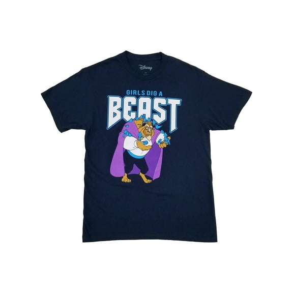 Disney Mens Navy Blue Girls Dig A Beast Beauty And The Beast T-Shirt Medium