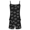 thumbnail image 3 of Agkizg Womens Silk Satin Pajama Set Two-piece Pjs Sets Plus Size Love Print Cami and Shorts Pajama Set Soft Sleepwear Loungewear Nightwear Sets Black L, 3 of 4
