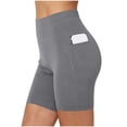 thumbnail image 3 of Shorts Elásticos de Vestir para Mujer, Casuales, de Cintura Alta, para Entrenamiento, Correr y Yoga, con Bolsillos, Gris Oscuro, XL, 3 of 5