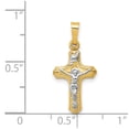 thumbnail image 2 of Auriga Fine Jewelry 14K Two-tone Gold Polished and Textured INRI Crucifix Cross Pendant for Women (L-22.75mm, W-11mm), 2 of 6