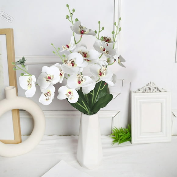 ZZkhGO Artificial Phalaenopsis Orchid, 5-Prong Silk Fake Flowers for Home Decor, Realistic Silk Orchids Floral Arrangements for Wedding Party Living Room