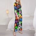 thumbnail image 4 of Kll Easter Eggs2 Print Women'S Long Sleeve Pajamas With Pants Sleepwear Loungewear 2 Set-Large, 4 of 9