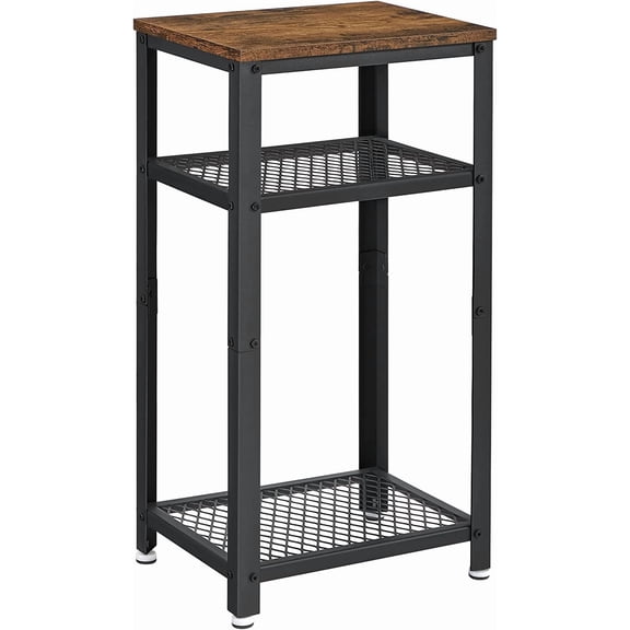 VASAGLE Tall Side Table, Telephone Table End Table with 2 Mesh Shelves for Living Room Bedroom Home Office