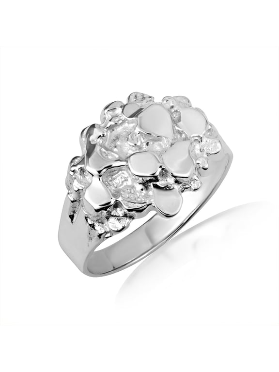 925 Sterling Silver Men's Stoic Strength Solid Nugget Ring (Size 10.5)