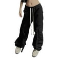 thumbnail image 4 of TRKIYQC Pantalones Cargo Negros para Mujer, Cintura Baja Casual Cordón Suelto Cintura Elástica Pantalones Holgados TRKIYQC moda, 4 of 10