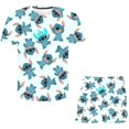 thumbnail image 1 of 2023 nuevos conjuntos de ropa de punto para niños, camisetas con estampado 3D + Pantalones cortos, 2 uds., trajes para niñas, disfraces de Stich para niñas, trajes 10T Gao Jinjia LED, 1 of 2