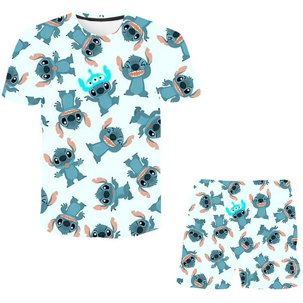 Verano bebé Stitch chándales casuales niños niñas camisetas pantalones cortos 2 unids/set niños ocio deportes traje ropa Outfits11T Gao Jinjia LED