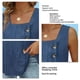 thumbnail image 3 of Camiseta sin mangas para mujer, cuello cuadrado, holgada, plisada con botón para verano para salir, 3 of 6
