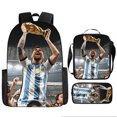 thumbnail image 1 of Soccer Star Printed Backpack Three-piece Set, Youth School Bag, Student Backpack-SinKeeU, 1 of 4